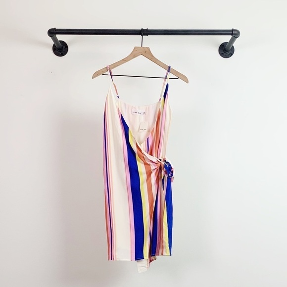 NWT Line + Dot Revolve Shopbop Rainbow Stripe Wrap Maxi Dress - Picture 3 of 6